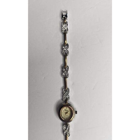 Vintage ROYALTON Rhinestone Gold Silver Women\'s WATCH New Gift As Is Rare NOS